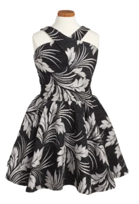 Nuevo con etiquetas Vestido de Fiesta Miss BeHave Niñas Wiona Negro y Plateado Ajuste y Acampanado Talla 12 Foto 1 de 4