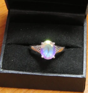 Vintage 925 Silver Metal Ladies Crystal Stone Ring Size N Costume Jewellery. - Picture 1 of 14