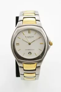 Kenneth Cole Reloj Hombres Inoxidable Plata Oro Acero 50m Fecha Blanco Batería - Imagen 1 de 3