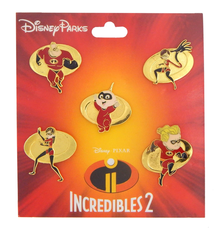 Disney Pins 5 Los Increíbles 2 Pin Coleccionables Parque Dorado Conjunto Tarjeta Pixar Totalmente Nuevo Foto 1 de 1