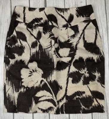 Michael Kors Size 0 Womens Linen Skirt Floral Black/Tan - Image 1 of 4