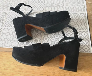 Robert Clergerie ETORE Black Suede Block Heel Platform Sandals . 39, UK 6 - Picture 1 of 8