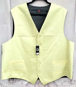 NEW Q Brand Men's 3XL Luxury Satin Pale Yellow Tuxedo Vest - Picture 1 of 3