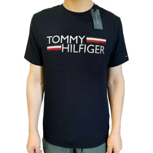 New Tommy Hilfiger Men's Navy Blue Crew Neck Short Sleeve T-shirt - Picture 1 of 3