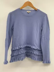 Tyler Boe Cashmere Sweater Women Small Pullover Blue Ruffle Bottom Long Sleeve - Picture 1 of 8