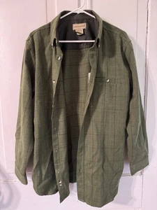 Scandia Woods Shirt Jacket Men’s Green Button Front Lined Long Sleeve Flannel - Picture 1 of 3
