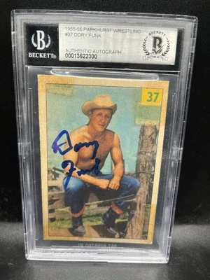 Parkhurst Wrestling 1955-56 firmado automático Dory Funk Jr BGS BAS 10 automático WWF NWA Sr Foto 1 de 3