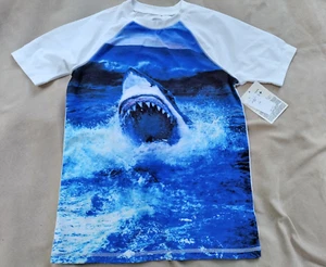 NWT Gap Kids Short Sleeve SHARK Rash Guard Boys Size Youth L - Picture 1 of 3