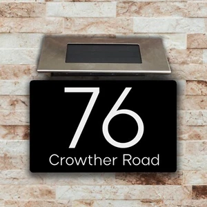 Personalised Solar LED House Sign Floating Illuminated Door Number Plaque UK - Picture 1 of 8