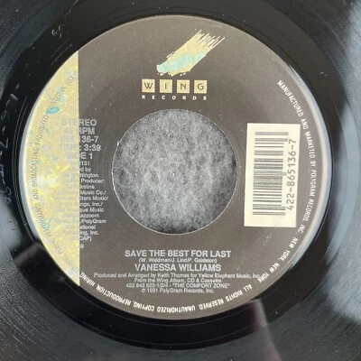 VANESSA WILLIAMS Save The Best For Last / Freedom Dance 45 Wing 865 136-7 NEW - Image 1 of 4