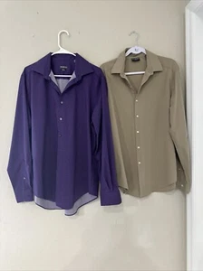 2 Van Heusen Men’s Dress Shirt, Sz L, Long Sleeves 1 moroda the other beige - Picture 1 of 18