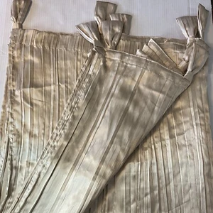 Croscill Twisted Tab Top Curtain Panels Crinkled Silky Pair (50”W x 87”L) LtGold - Picture 1 of 5