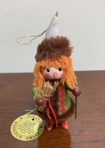 1980 Kurt S. Adler Wood Christmas Ornament Star Boy Gathering Firewood Kindle - Picture 1 of 2