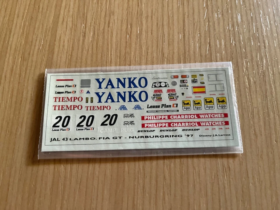 DECALS CALCAMONIA 1:43 LAMBORGHINI FIA GT NURBURGRING 1997 CAMP-PUIG JAL 43 Cris - Imagen 1 de 1