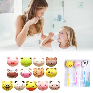 3 Pack Cartoon Animal Head Toothbrush Suction Bathroom Holder Wall Cover Stand - Picture 1 of 10