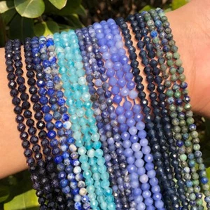 2 3 4mm Natural Small Faceted Gemstone Round Beads For DIY Jewelry Making 15'' - Picture 1 of 68