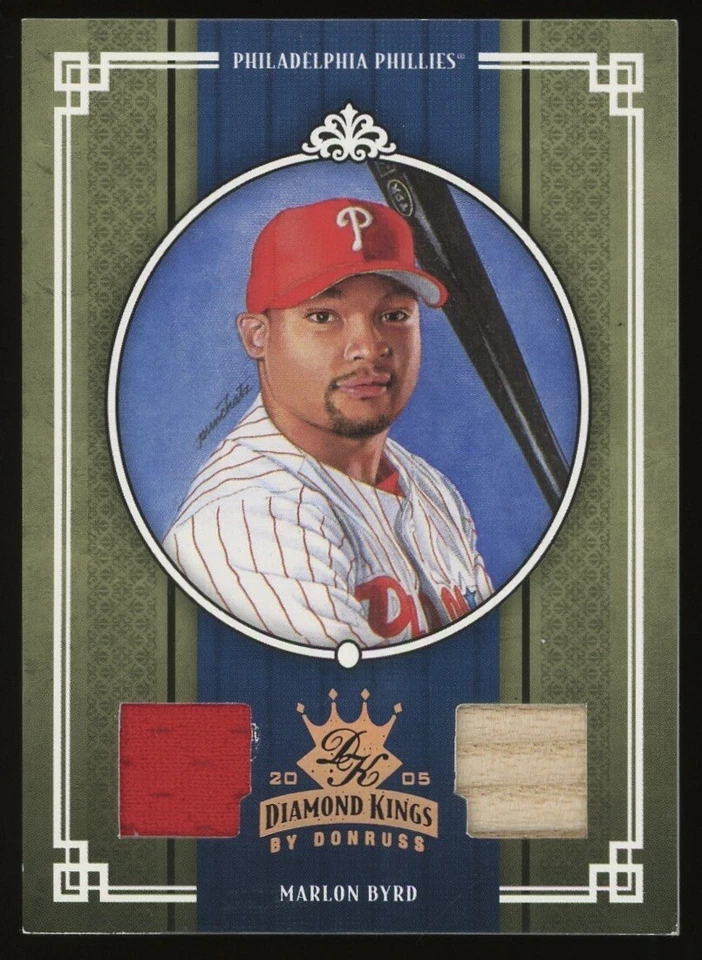 Marlon Byrd 2005 Donruss Diamond Kings JERSEY and BAT RELIC #382 Phillies /100 - Image 1 of 1