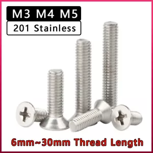 Countersunk Head Screws Stainless Steel Phillips Bolts Metric M3 M4 M5 - Imagen 1 de 22