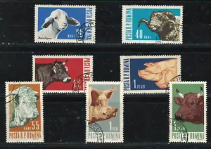 JUEGO DE SELLOS MH PRECANCELADOS MUY FINOS RUMANIA 1962 Scott # 1527-33 "Animales domésticos" - Imagen 1 de 2