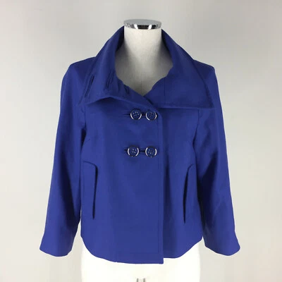Carlisle S 4 Blue all wool swing cropped Jacket double breasted button Wow cute - Image 1 of 4