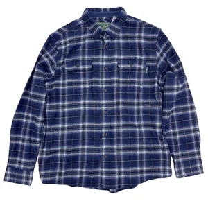 Woolrich Men's Brawny Flannel Heavyweight Cotton Shirt Blue Ombre Plaid - Picture 1 of 5