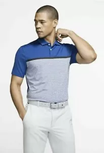 Nike Men’s Dri-FIT Tiger Woods Vapor Striped Golf Polo Gym Blue BV1320-431 Sz L - Picture 1 of 7