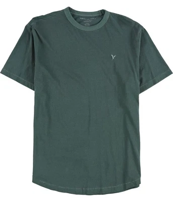 American Eagle Mens Washed Curved Hem Basic T-Shirt, Green, Medium - Image 1 of 2
