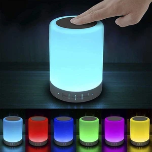 Touch Bedside Lamp with Bluetooth Speaker Dimmable Color Night Light Outdoor  - Picture 1 of 12