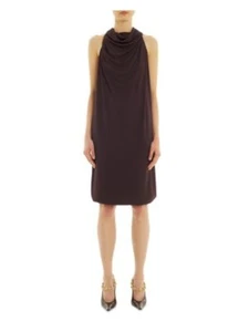 LANVIN Womens Brown Sleeveless Mock Neck Above The Knee Party Shift Dress 38 - Picture 1 of 6