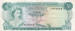 Bahamas $1 1974 Circulated Note - Queen Elizabeth Portrait A/1 872024 - Picture 1 of 2