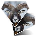 2 x Diamond Stickers 7.5 cm - Mouflon Ovis Orientalis Horned Goat  #16860