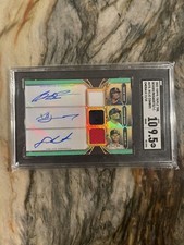 2022 Topps Triple Threads Triple Auto Relic Devers Bogaerts SGC 9.5 /18 Red Sox