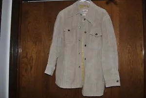 VTG Carl Michaels tan suede and leather snap button jacket Sz L - Picture 1 of 5