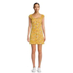 No Boundaries Juniors Button Front Floral Print Dress Removable Foam Cups XL - Picture 1 of 7