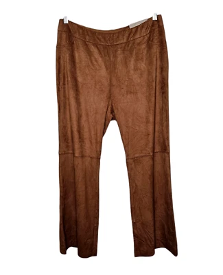 SOFT SURROUNDINGS Faux Suede Pants Pull On Bootcut Petite Large Brown Western - Image 1 of 4
