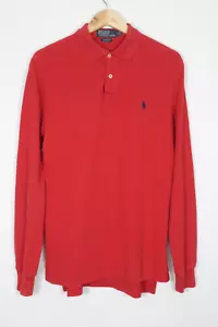 Polo Ralph Lauren Para Hombres Calce Personalizado Polo Manga Larga Rojo Talla Mediana De Colección - Imagen 1 de 11
