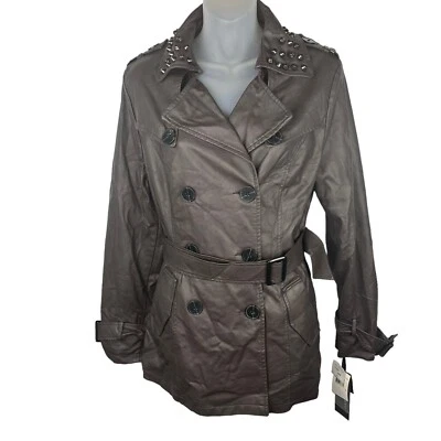 Abrigo de chaqueta Hawke & Co Outfitter para mujer talla grande con botones y tachuelas Peacoat Foto 1 de 4