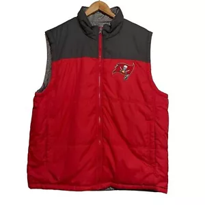 NFL Tampa Bay Buccaneers Reversible Zip Up Puffer Vest Red Gray Mens 2XL - Picture 1 of 9