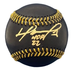 DAVID ORTIZ Autographed "HOF 22" Boston Red Sox Black Leather Baseball FANATICS - Picture 1 of 2