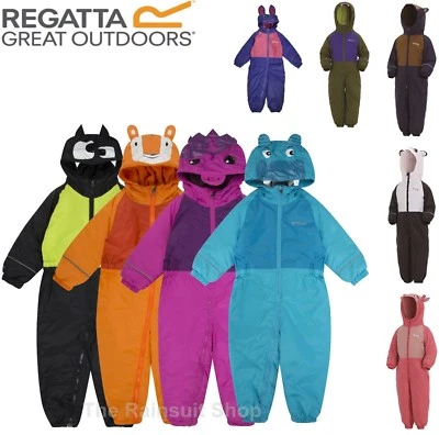 REGATTA MUDPLAY WATERPROOF PADDED FLEECE LINED ALL IN ONE RAINSUIT SNOWSUIT KIDS