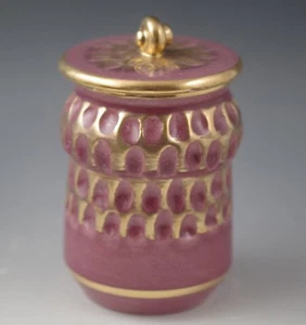 ITALY FLORENCE RAYMOR LIDDED SMALL CANISTER - JAR THUMBPRINT -GOLD-PINK - Picture 1 of 9