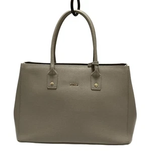 Auth FURLA - Gray Beige Leather Tote Bag - Picture 1 of 8