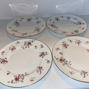 ROV7 by Royal Victoria Pink Roses Green Leaves Salad Plates Set Of 4 - Picture 1 of 7
