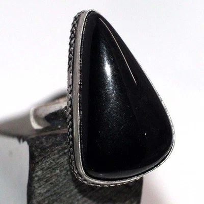 Black Onyx 925 Silver Plated Gemstone Handmade Ring US 6 Women Jewelry JW - Image 1 of 3