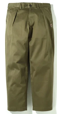 Bape One Pont Loose Fit Dark Olive Chino Pants Size Medium - Photo 1/4