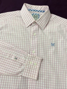 Crew Clothing Company Men’s Shirt Size Medium Pink & White Gingham Classic Fit - Picture 1 of 13