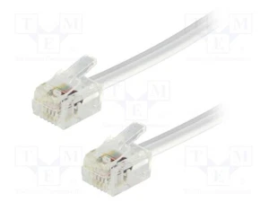 Cable: Teléfono 1m Blanco Cable de Conexión Teléfono RJ11 Conector, Ambos Lados - Imagen 1 de 1