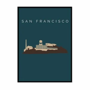 San Francisco Poster Alcatraz Landmark Poster Wall Art Minimalist A1 - A5 - Picture 1 of 6