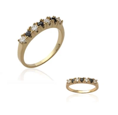 Bague Alliance Pierres saphirs Plaqué or 18 CARATS 750 Millièmes Tailles CHOIX - Photo 1/4