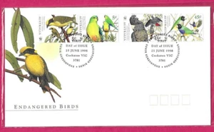 AUSTRALIA FDC 1998 - ENDANGERED BIRDS - Shs Cockatoo, VIC - Picture 1 of 2